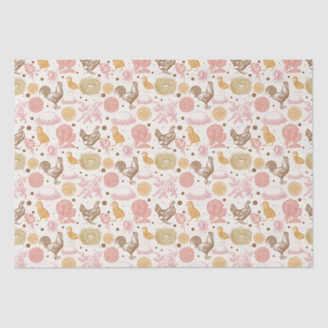 Hatching Soon Chicken Floral Pattern Tissue Paper (Front)