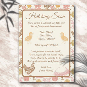 Hatching Soon Chicken Girl Baby Shower Invitation