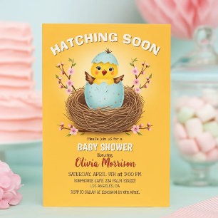 Hatching Soon Cute Chick Baby Shower Invitation –