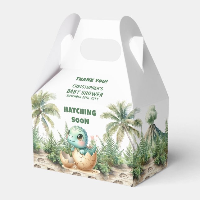 Hatching Soon Cute Dinosaur Baby Boy Favour Box (Front Side)
