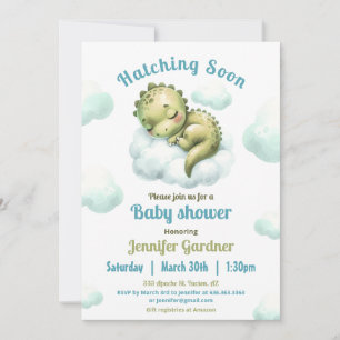 Hatching Soon Cute Dinosaur Baby Shower Boy Invitation