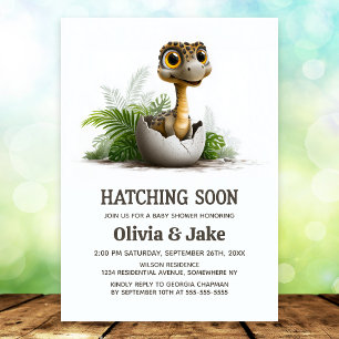 Hatching Soon Cute Dinosaur Baby Shower Invitation