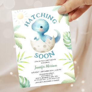 Hatching Soon! Cute Dinosaur Boy Baby Shower Invitation