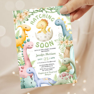 Hatching Soon Dino Baby Shower Gender Neutral Invitation