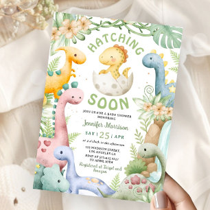 Hatching Soon Dino Baby Shower Gender Neutral Invitation