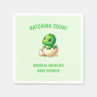 Hatching soon Dinosaur Baby Shower Baby Boy Napkin