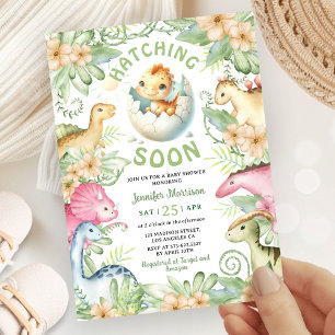 Hatching Soon Dinosaur Baby Shower Gender Neutral Invitation