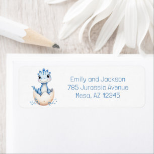 Hatching Soon Dinosaur Baby Shower Return Address Label