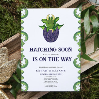 Hatching Soon Gender Neutral Dragon Baby Shower Invitation