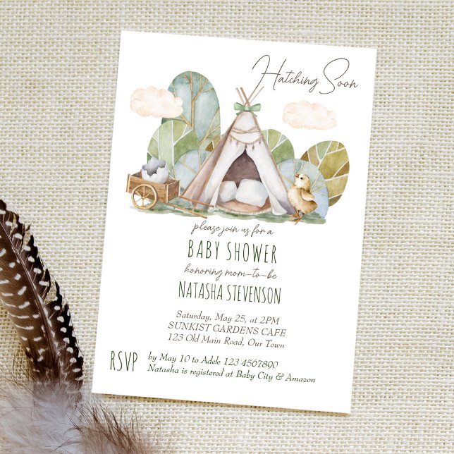 Hatching soon little bird tapee boho tent baby  invitation (Creator Uploaded)