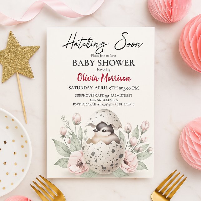 Hatching Soon Rustic Baby Chick Baby Shower Invitation (Creator Uploaded)