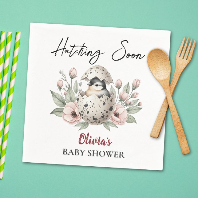 Hatching Soon Rustic Baby Chick Baby Shower Napkin (Creator Uploaded)