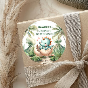 Hatching Soon Stickers for Baby Dino Shower
