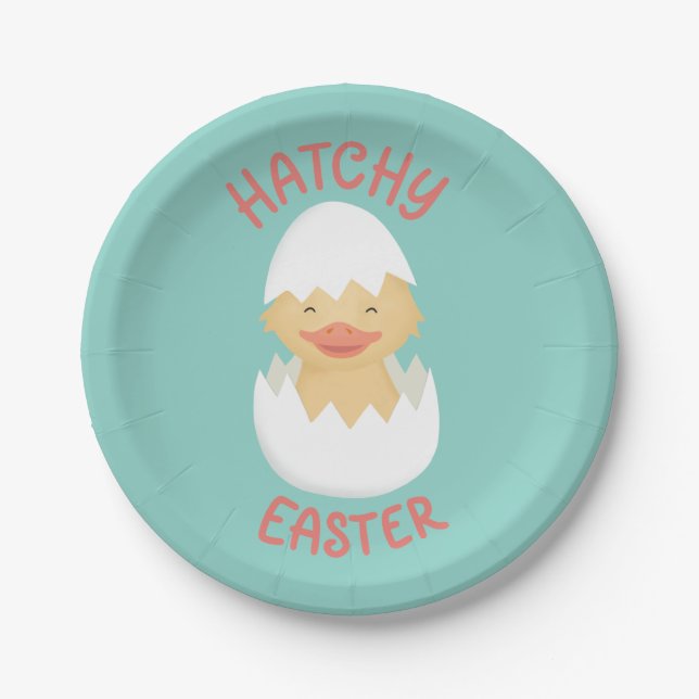Hatchy Easter cute hatching chick  Classic  Paper Plate (Front)