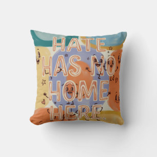 Hate Has No Home Here Playful Character Art Cushion