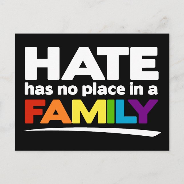 Hate Has No Place in a Family Postcard (Front)