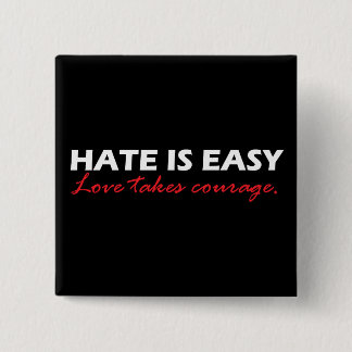 Hate is easy [black]. 15 cm square badge