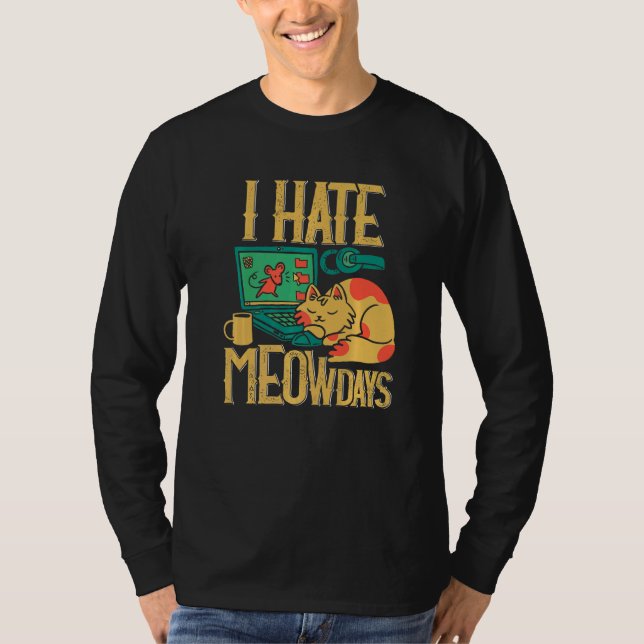 Hate Monday Cat Office T-Shirt (Front)