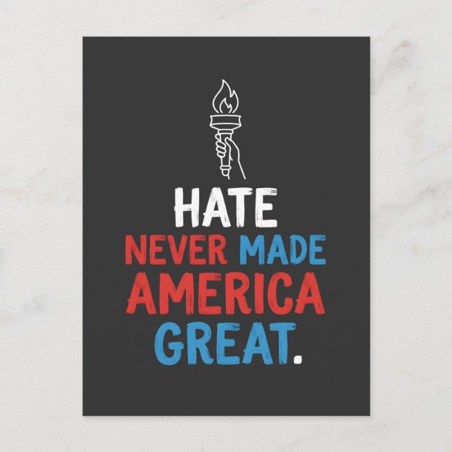 Hate Never Made America Great Patriotic Statement Postcard (Front)