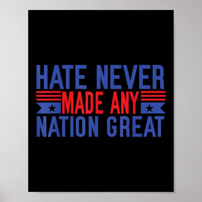 Hate Never Made Any Nation Great, Funny Anti Poster (Front)