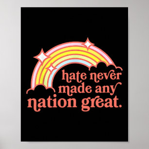 Hate Never Made Any Nation Great Rainbow Peace Ant Poster