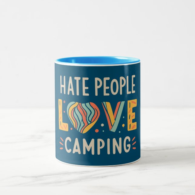 Hate People Love Camping Two-Tone Coffee Mug (Center)