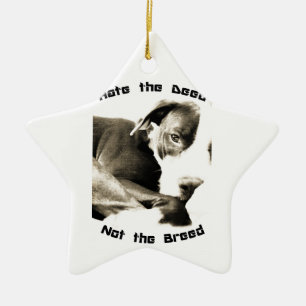 hate the deed not the breed pitbull ceramic tree decoration