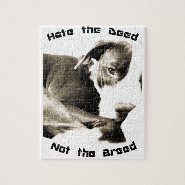 hate the deed not the breed pitbull jigsaw puzzle (Vertical)