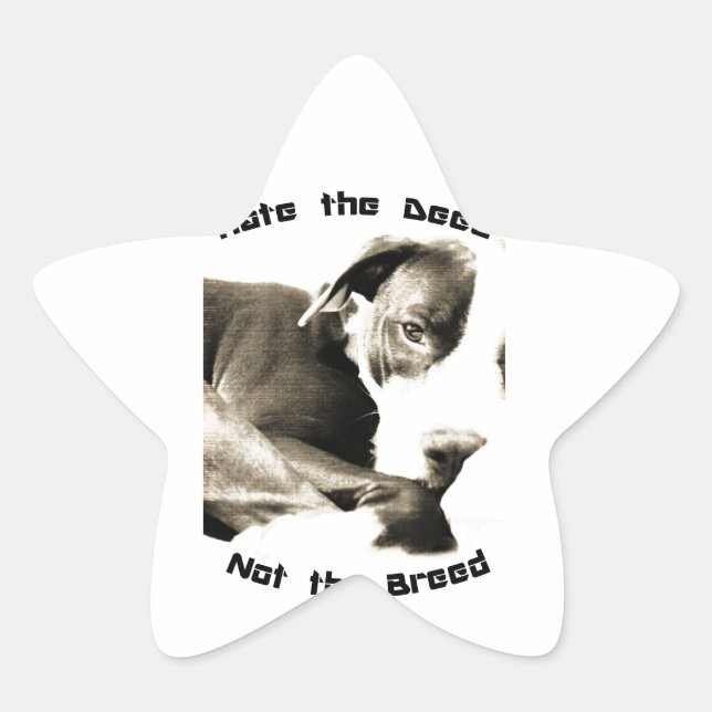 hate the deed not the breed pitbull star sticker (Front)