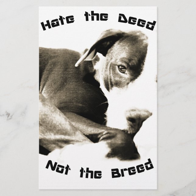 hate the deed not the breed pitbull stationery (Front)