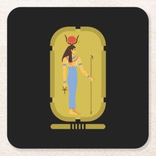 Hathor Egyptian Goddess Square Paper Coaster
