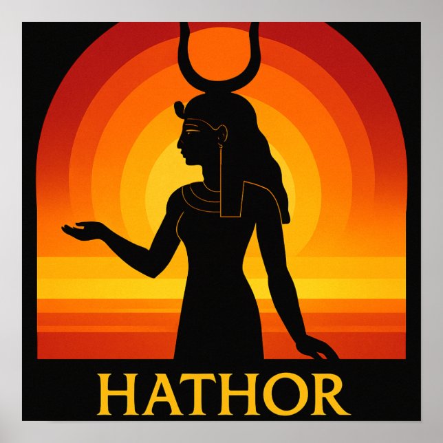 Hathor Egyptian Goddess Sunset Poster Art (Front)