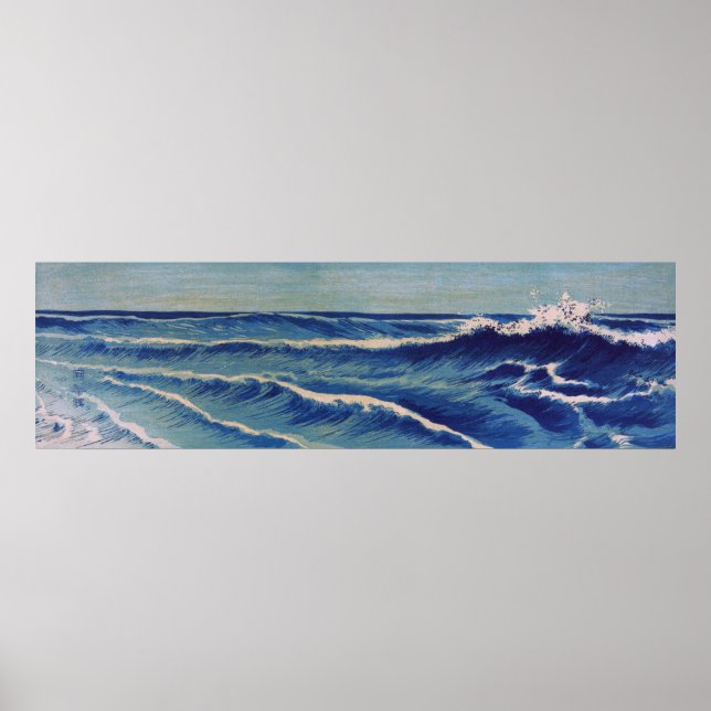 Hatō Zu Waves - Uehara Konen. Japanese Woodblock Poster (Front)