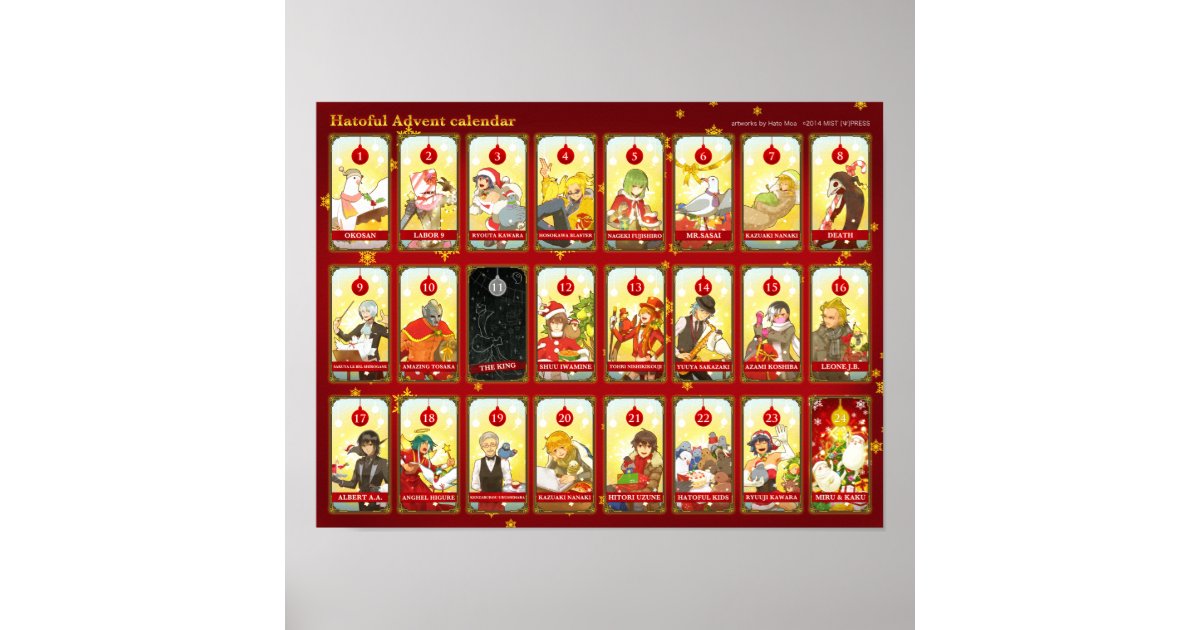 hatoful-advent-calendar-poster-zazzle