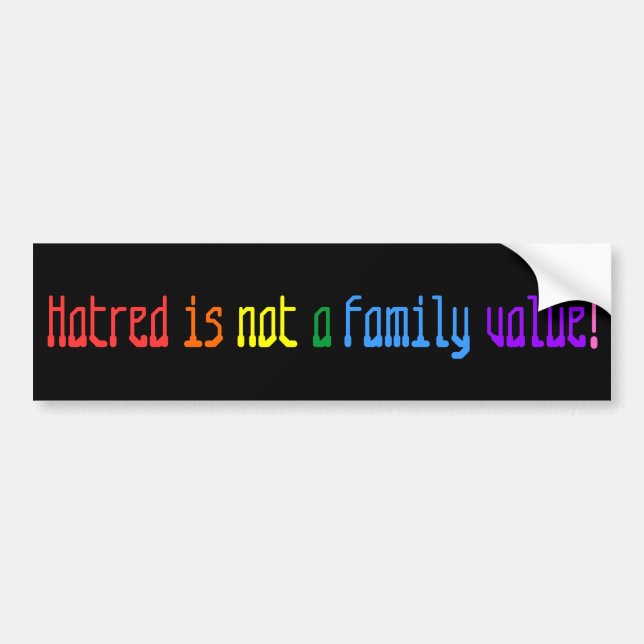 Hatred is not a family value! bumper sticker (Front)