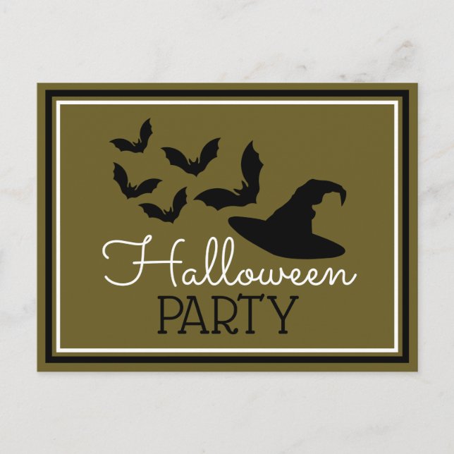 Hats & Bats, Halloween Party Invitation (Front)