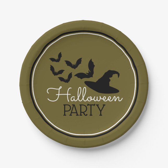 Hats & Bats, Halloween Party Paper Plate (Front)