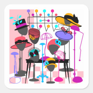 Hats Galore Square Sticker