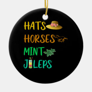 Hats Horses Mint Juleps Derby Horse Racing Ceramic Ornament