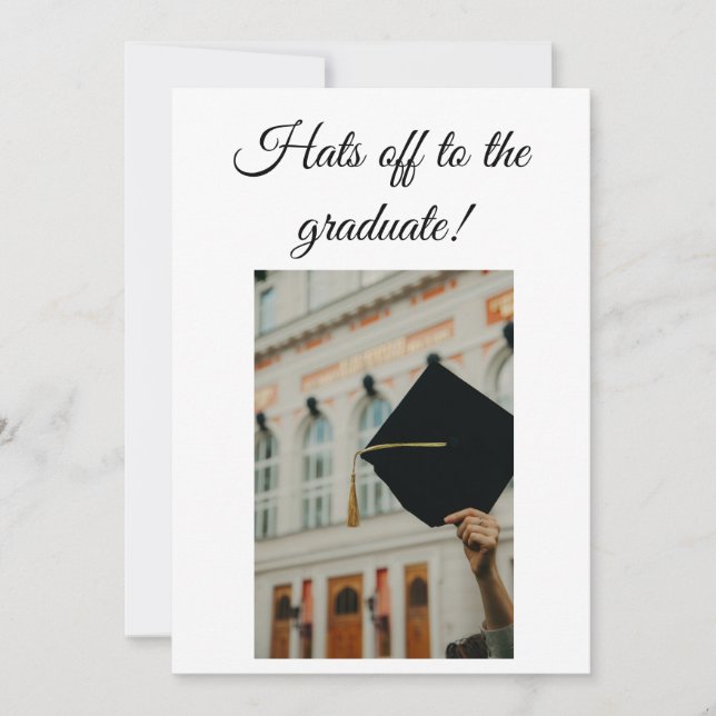 Hats off and held high graduation Invitation card (Front)