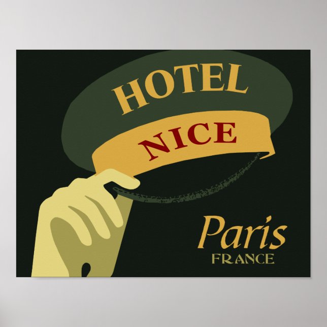 Hats off for a Nice Hotel Paris France retro style Poster (Front)