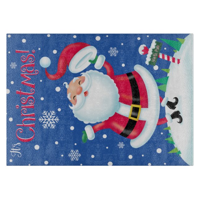 Hats Off for Christmas Glass Cutting Board (Front)