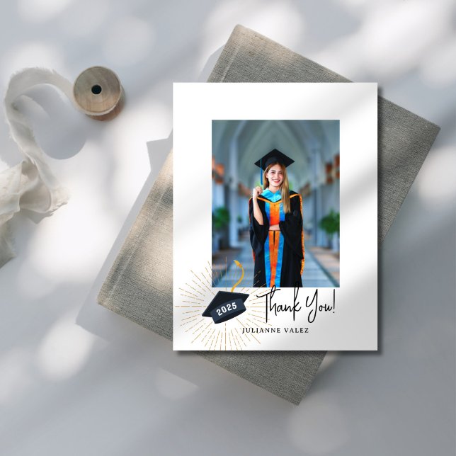 Hats Off Graduate Thank You Photo Postcard (Creator Uploaded)