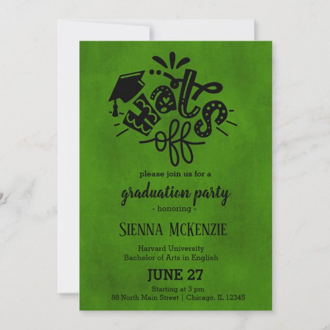 Hats off - Green Invitation (Front)