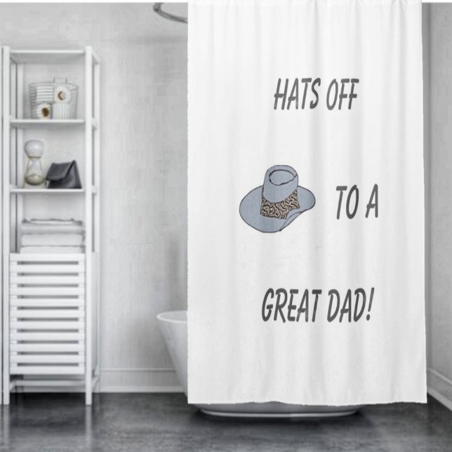 Hats Off-Grey Hat Shower Curtain (Show your love and respect, for your Dad, with this HATS Off-Gray Hat Shower Curtain!)