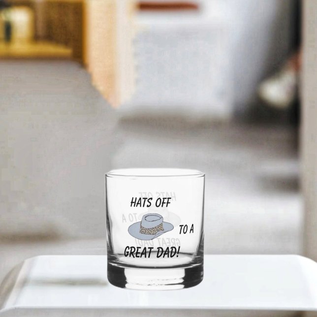 Hats Off Grey Hat Whiskey Glass (This Hats Off-Gray Hat Whiskey Glass, would make the perfect gift, to show appreciation for Dad!)