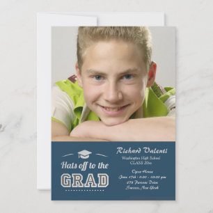 Hats Off To The Grad Photo Invitation
