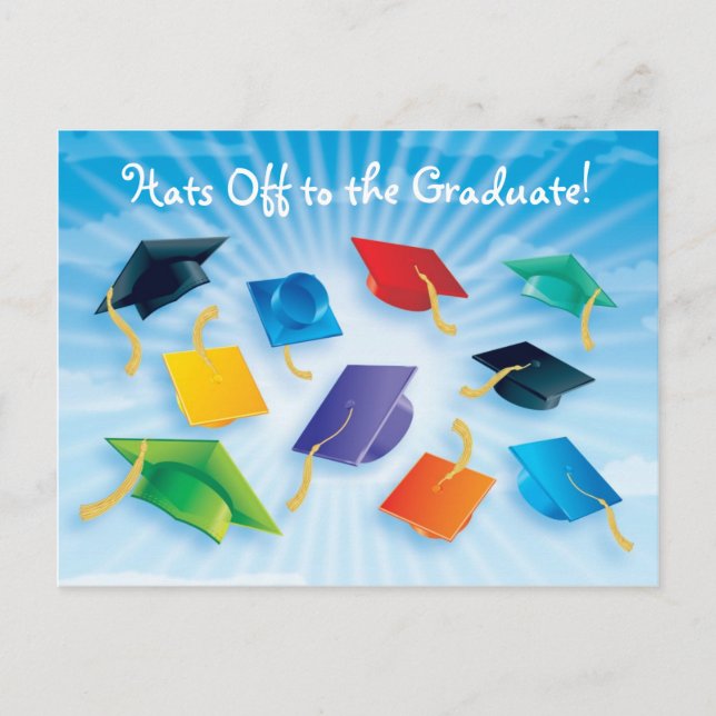 Hats Off to the Graduate! Announcement Postcard (Front)