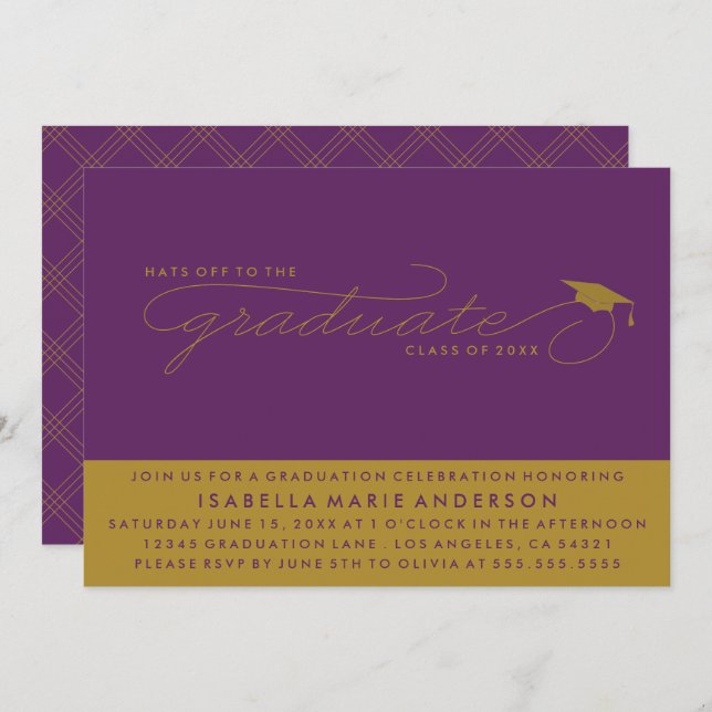 HATS OFF TO THE GRADUATE | GRADUATION INVITATION (Front/Back)