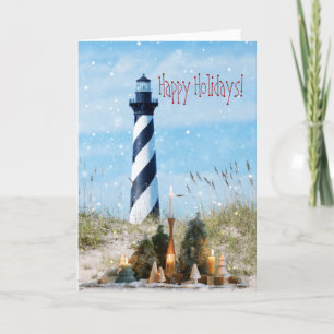 Hatteras Lighthouse Beach Christmas - Holiday Card